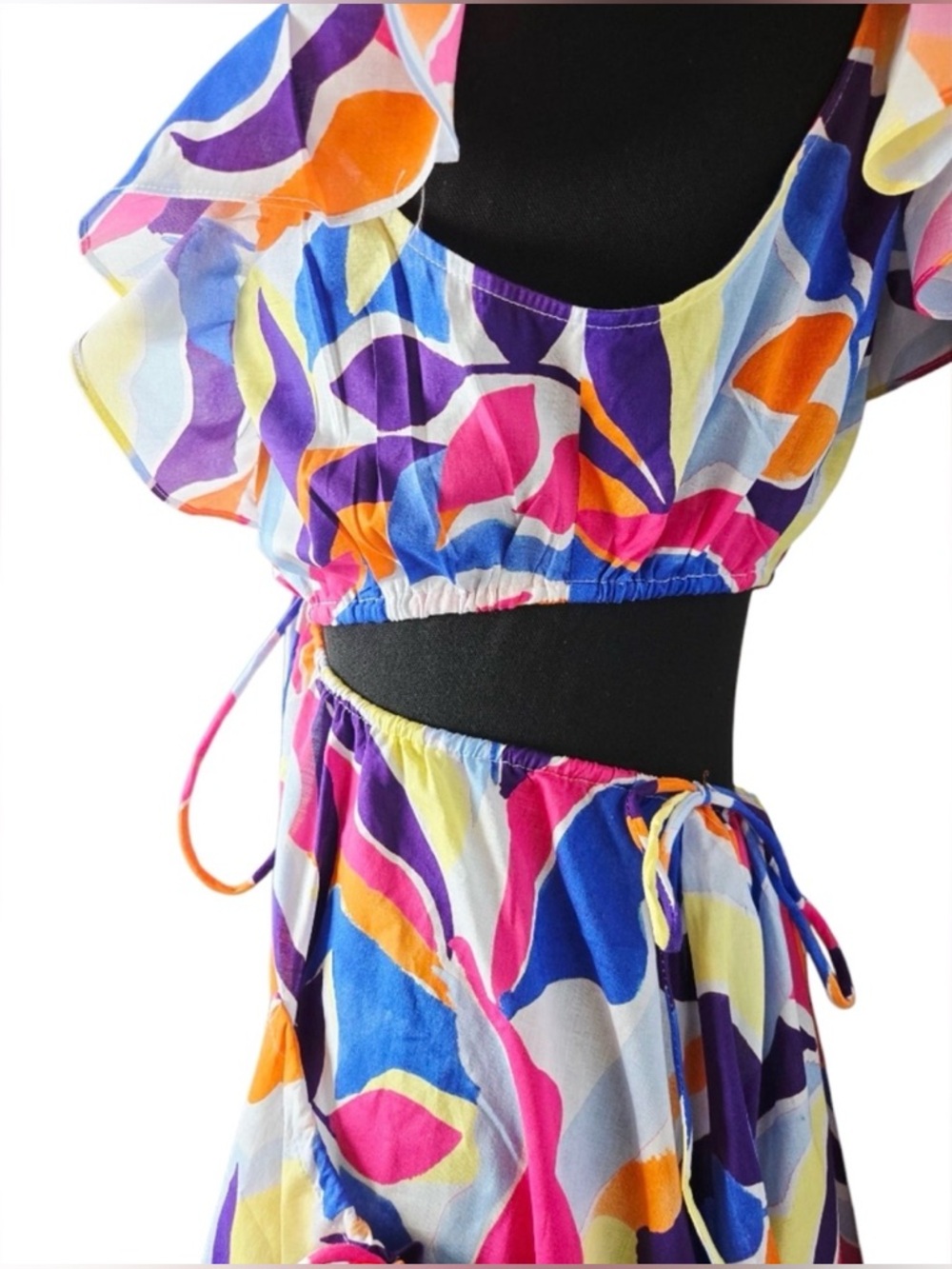 MILLY Cabana Abstract Print Cutout Mini Dress Size Large - Picture 5 of 7